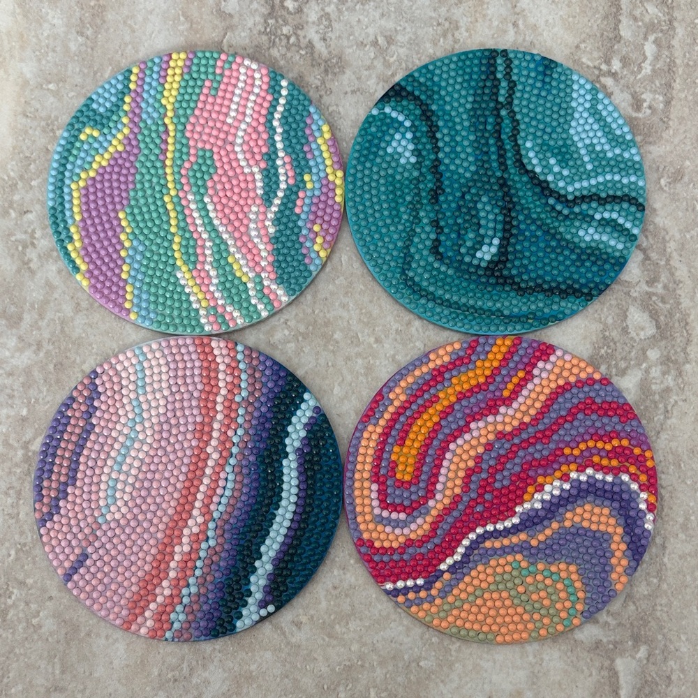 Diamond Art Coasters - Set of 4, Multicolor